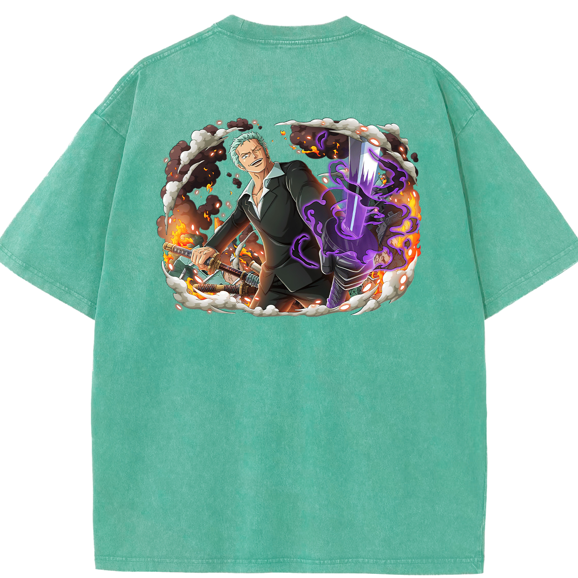 ワンピース ロロノア・ゾロ ONE PIECE Roronoa Zoro 綿100% ヴィンテージ風 半袖Tシャツ（背面プリント）